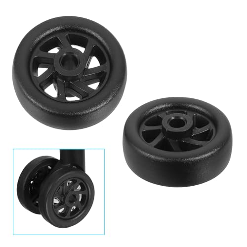 uxcell 2Pcs 43 mm x 20 mm Luggage Wheel Replacement, Suitcase Trolley Wheels DIY Repair, Spinner Wheel Luggage Accessories, Swivel Wheels, Black3