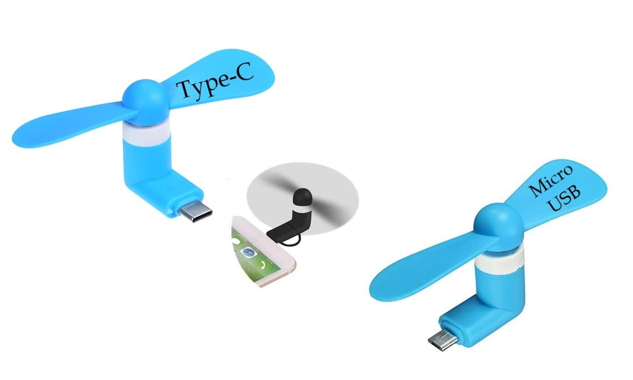 ZOBRAS Combo of Micro USB Mini Fan & Type-C Mini Fan 2-Blade Fan High Speed USB Fan, Mini Mobile Cooler, Mini fan Support with All Android & Type-C Smatphones (Multi-colour) (B0C7W6V81W) Amazon Price History, Amazon Price Tracker