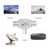 TV Aerial Splitter 2 Way (1 Male to 2 Female), Digital Signal Antenna Splitter T/F Type Adapter Connector Socket to RF Coax Aerial Adapter for Ariel Coaxial Cable Shielded Metal Housing in Argent - Image 3