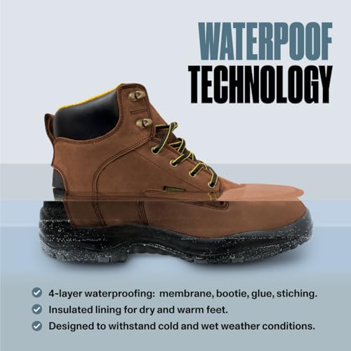 Image of EVERBOOTS ULTRA DRY Men's Waterproof Hiking Work Boots, Lightweight Ultility Leather Shoes, Water Proof Tactical Military Outdoor Ankle Mens Boot for Construction, Roofing, Hunting, Winter Trails