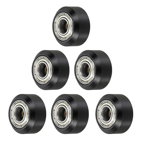 sourcing map 6pcs 3D Printer Wheels Small Slot POM Pulley Wheels Solid High-Speed Gantry Wheel with MR105 Plastic Pulley