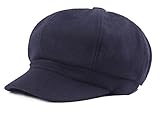 Women Vintage Newsboy Cabbie Peaked Beret Cap Warm Baker Boy Visor Hat Flat Cap Navy