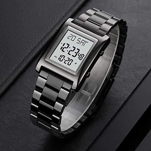 RNONDRY Mens Watches Digital Watch for Men Womens, Stainless Steel Rectangle Watches for Men, Men's Wristwatch Waterproof4
