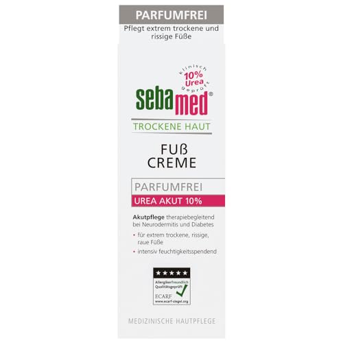 Sebamed Trockene Haut Fußcreme Urea Akut 10% parfumfrei, Akutpflege für extrem trockene, rissige und raue Füße, Hautverträglichkeit dermatologisch-klinisch bestätigt, 100 ml