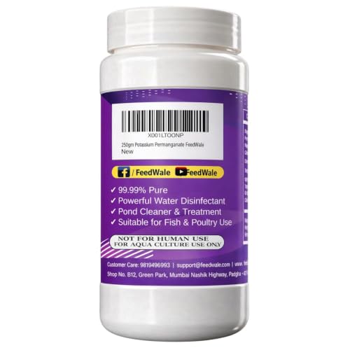 Image of FeedWale Potassium Permanganate KMnO4 Crystals 99.99% Pure | Pond Water Disinfectant | Fish Pond | Aquarium | Aquaculture | Biofloc | Poultry (250gm)