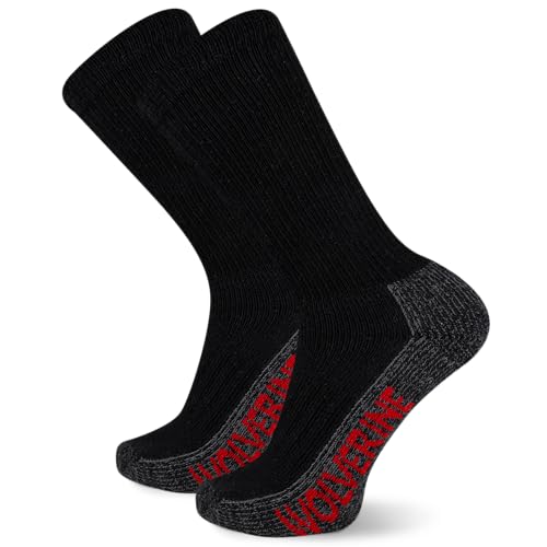 Wolverine Men's 2 Pack Steel Toe Cotton Mid Calf Sock, Black, Sock Size:10-13/Shoe Size: 6-12/Fits Shoe 9-13