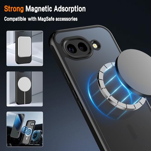 Natbok Magnetic for Google Pixel 10a Case with 2 Pack Tempered Glass Screen Protector,[Compatible for MagSafe] Shockproof Drop Thin Protective Phone Case Cover for Pixel 10A,Black by Natbok - Used condition - Image 4