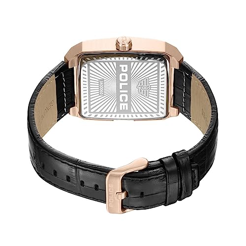 Image of Police Quartz Analog Gradiant Brown Dial Black Leather Strap Watch for Men - PLPEWJA0006002
