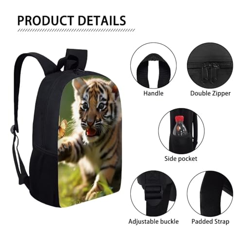 AmzPrint Baby Tiger Animal Print Backpack For School 3D Printing School Student Bag 17 Inch For Man/Kid/Girl/Boy/Woman2
