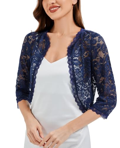 YOUNIFIZ Coprispalle da donna in pizzo leggero con maniche a