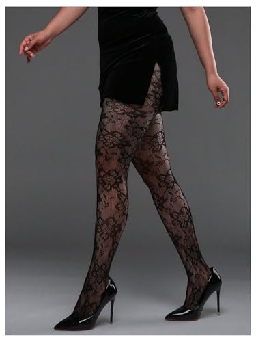 Milumia Women's Vintage Sexy Floral Lace Tights Sheer Mesh Lace Fishnet Stockings Pantyhose2