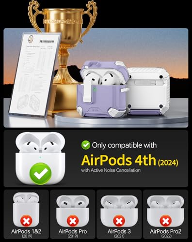 Image of Pohgelan Compatible with AirPods 4 Case (s-Purple) | Magnetic Automatic Lock with Phone Stand & Cleaning Kit,Compatible with Magsafe