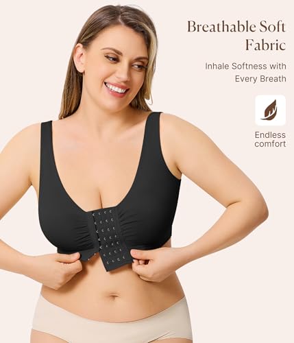 Image of BRABIC Front Closure Post Surgery Minimizer Bras for Women Full Coverage Surgical Wireless Comfort Everyday Bras