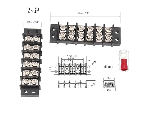 Borniers à vis double rangée LBY 30A connecteurs fourche noir
