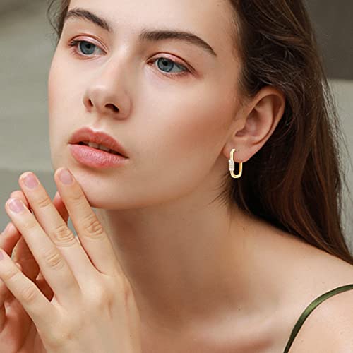 18K Gold Plated Dainty U Shape Huggie Earring for Women, Cubic Zirconia O Huggie Hoop Earrings, Hypoallergenic, Gifting, Everyday Wear2