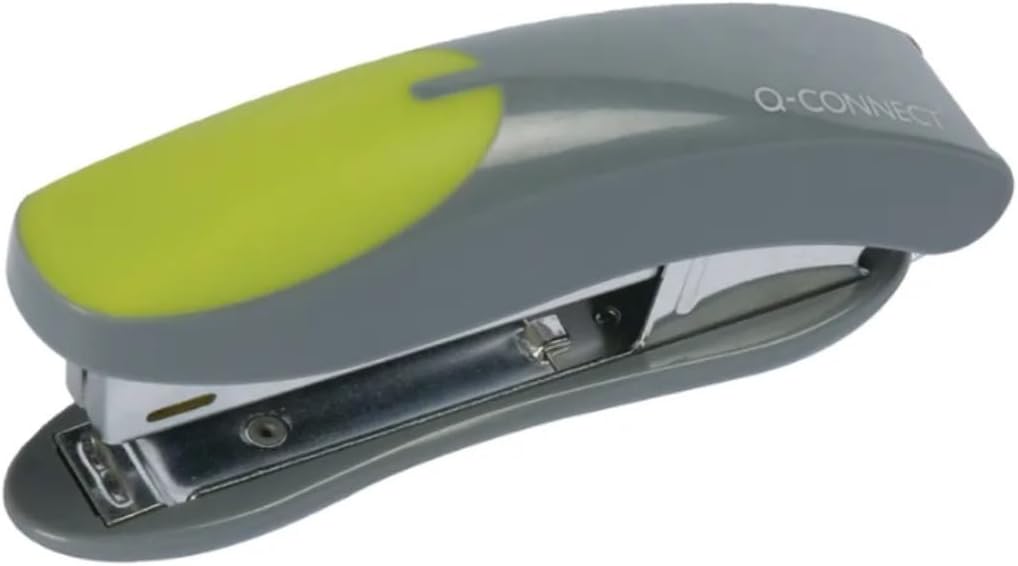 Q Connect No10 Softgrip Mini Stapler, Green/Grey