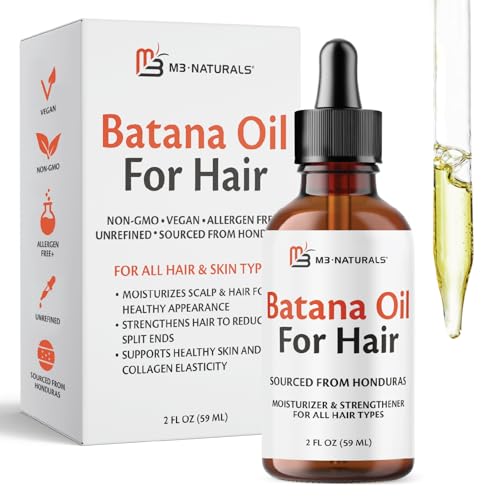 Image of M3 Naturals Vegan Batana Oil | Unrefined Batana Oil for Hair & Skin | Supports Healthy Skin & Collagen Production | 100% Pure Batana & Non-GMO | 2 FL OZ (59 ML)