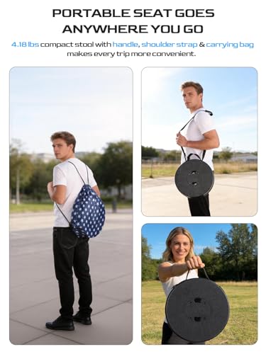 Image of 2026 Upgraded XXL Collapsible Stool with Cushion & Bag | 1000lbs Capacity, 21-in Taller & 13-in Wider Retractable Telescoping Stool for Adults, Oversized Camping, Fishing, Concert, Event, Stadium