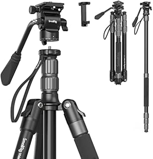 SMALLRIG 71" Tripod Monopod with Small Fluid Head, Aluminum CT180 Travel Tripod, 16.5" - 71" Adjustable Height, Tripod Camera Stand with Phone Holder and Carry Bag, Max Load 33lb/15kg - 3760