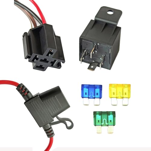 ZOZOMOTORS Dual Electric Fan Relay Kit - Radiator Thermostat Temperature Sensor Switch 185 On 175 Off, Automotive 40 AMP Cooling Switch, 4 Pin Wiring Kit