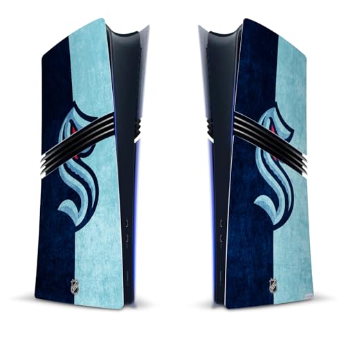 Image of Head Case Designs Officially Licensed NHL Half Distressed Seattle Kraken Vinyl Sticker Gaming Skin Decal Cover Compatible With Sony PlayStation 5 PS5 Pro Digital Edition Console