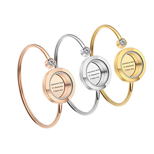 JOVIVI Free Engraving - Personalized Custom 3pcs Stainless Steel Clear Glass Memory Living