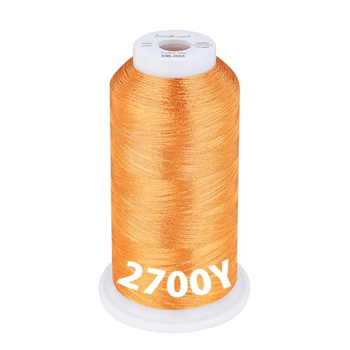 Image of Simthread 2700 Yards Metallic Embroidery Machine Thread - Pumpkin MS-003, 40wt High-Sheen King Spool, Smooth Running & Break Resistant for Commercial & Home Embroidery Machines