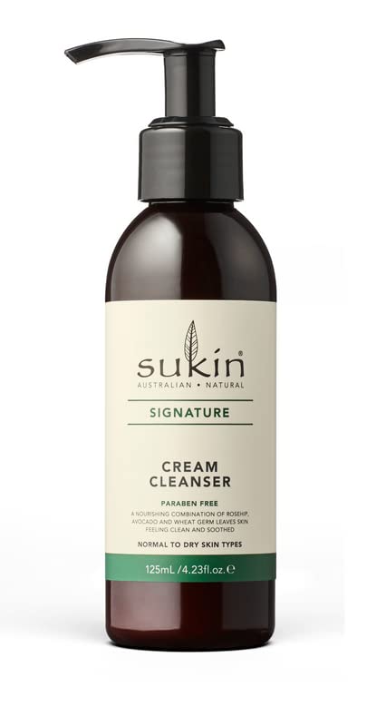 Sukin Signature Cream Face Cleanser with Pump | Gentle Daily Facial Cleanser for Sensitive Skin | Hydrating & Moisturizing | Natural Skincare | Organic Australian Skincare Routine | 125Ml