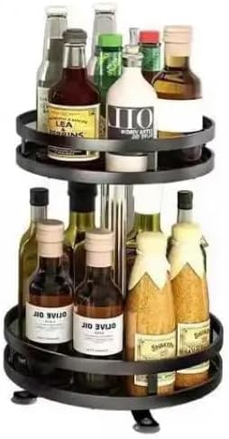 Homely Habits Co. Lazy Susan - Organizador giratorio de 360 para especias y botellas, acero inoxidable (doble capa)