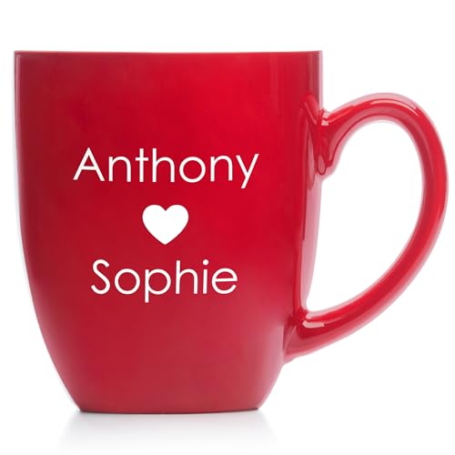 Lifetime Creations Personalized Valentine's Coffee Mug - Custom Engraved 16 oz Ceramic Heart Cup, Microwave Safe, Cute Valentines Gifts, Couples, Women, Wife, Girlfriend
