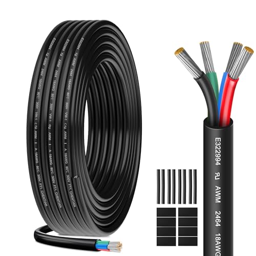Cable Eléctrico 18 AWG 4 x 0,82 mm² UL2464-5 Metros, 4 Conductores de Cobre Estaño, 300V, Ideal para Iluminación LED Auto, Casa y Aplicaciones Exteriores