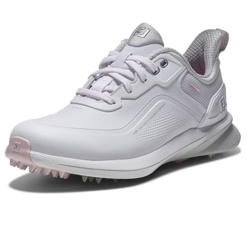 FootJoy Women's Pro SL Golf Shoe, White/White/Grey, 7 UK Wide