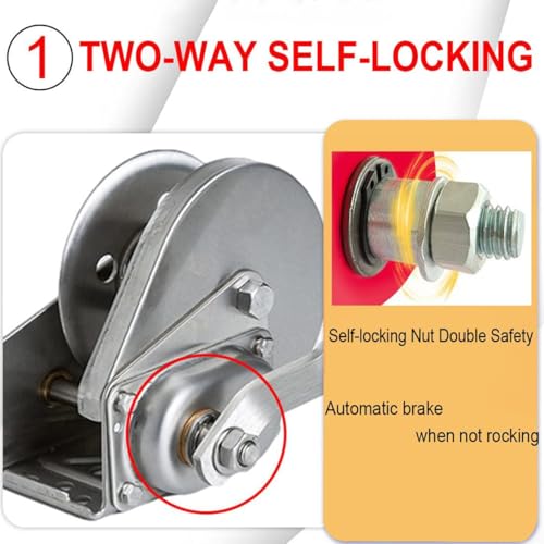 Winche manual para remolque y barco 1200lbs con cable de acero 10m miniatura 3