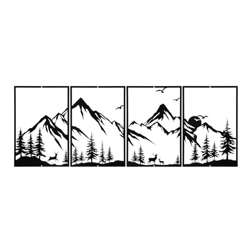 Sanwarm 4 Pieces Metal Modern Wall Decor, Black Wall Art