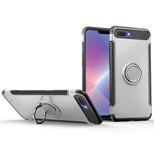 GarHold Oppo A3S case,Oppo A5 case,Silicone Shockproof Car Magnets Cover TPU+PC Dual Protection 360Â° Rotating Kickstand case for Oppo A3S/Oppo A5 (Silver)