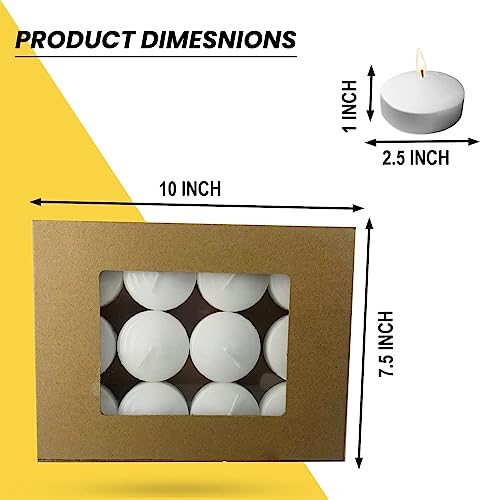 Bahrosa White Floating Candles 2.5 Inches Pack Of 12 White Unscented Smokeless & Dripless Smooth Wax Burning Candle For Cylinder Vases, Wedding Centerpieces 100% Cotton Wick Candle Set For Home Décor. #TOP4