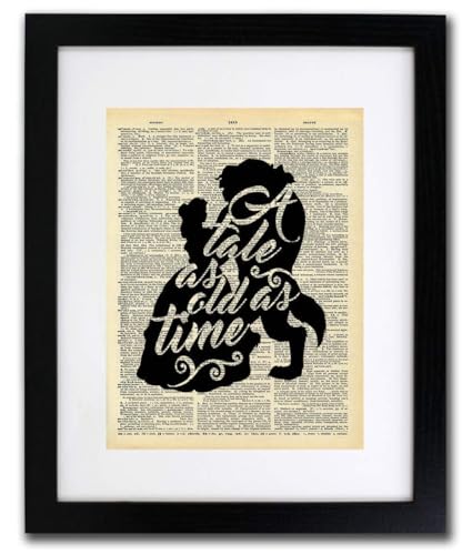 A Tale As Old As Time - Beauty And The Beast Quotes - Vintage Art - Authentic Upcycled Dictionary Art Print - Home or Office Decor - Inspirational And Motivational Quote Art