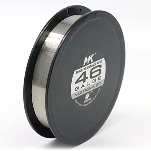 NK Nichrome Wire Ni80 Electric Resistance Wire Ni80Cr20 AWG 46 Gauge 1000ft Spool for Heating Element (Ni80 46g 1000ft)