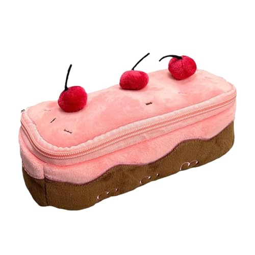 Lindo estuche rosa para lápices, estuche para lápices de cereza,Estuche para lápices Cherry Estuche para lápices para niñas con gran capacidad - Estuche para lápices rosa, estuche con cremallera para