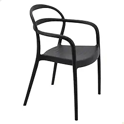 Cadeira Tramontina Sissi ECO em Polipropileno e Fibra de Vidro com Braços Preto