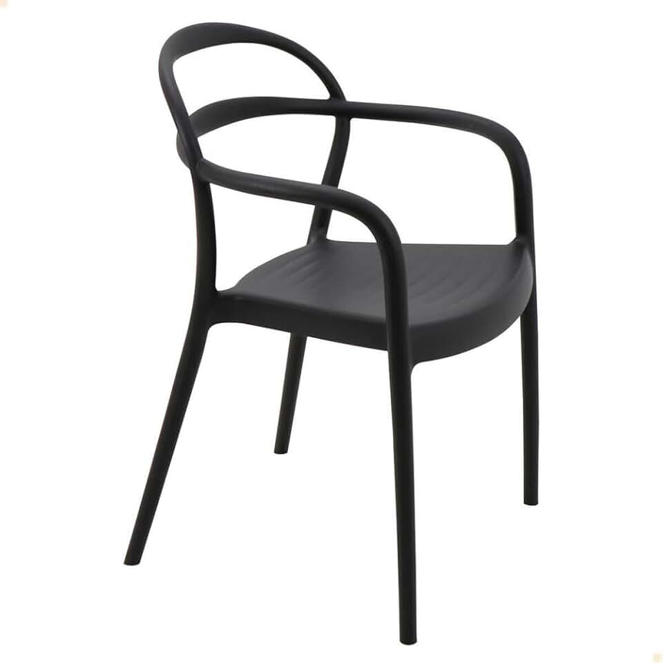 Cadeira Tramontina Sissi ECO em Polipropileno e Fibra de Vidro com Braços Preto