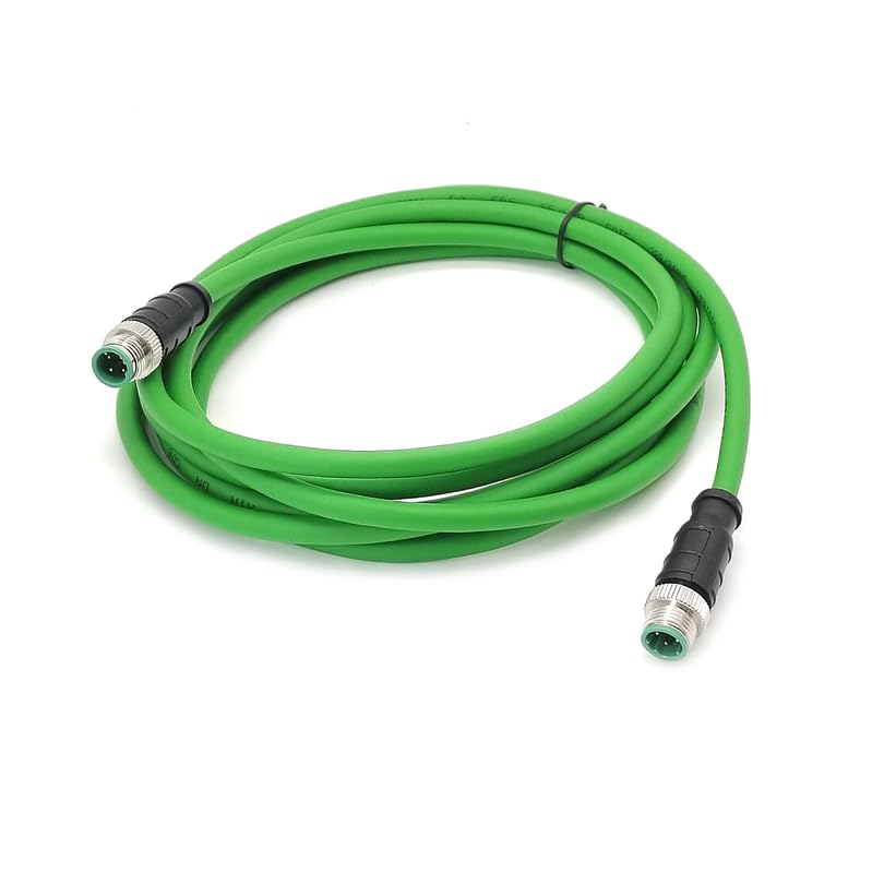 M12 4 Pin D Code Male to Male Ethernet Cable, Aviation Plug Communication Industrial Connection Line for Encoder Industrial Automation PLC Network CAT5e Flexible Shield Waterproof 32.8ft/10Meter