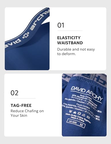 DAVID ARCHY Men's Underwear Ultra Soft Modal Dual Pouch Briefs Support Comfortable lightweight Briefs for Men 4 or 7 Pack4