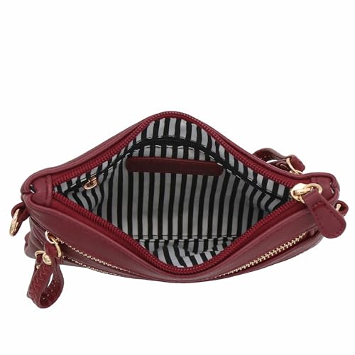 Image of FashionPuzzle Multi Zipper Pocket Small Wristlet Crossbody Bag