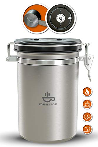Coffee Canister by Coffee Droid - Premium Stainless Steel - Large 64Oz Container