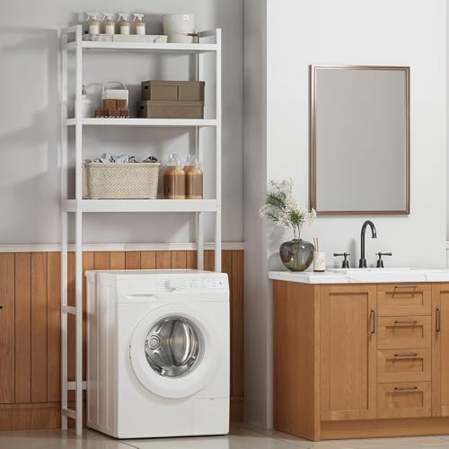 Gizoon 3 Tier Over The Toilet Storage Cabinet, Bamboo Bathroom Over Toilet Storage with Adjustable Shelves，Space-Saving Freestanding Shelves, 10.24'D x 24.8'W x 66.93'H, for Bathroom, Laundry Rooms