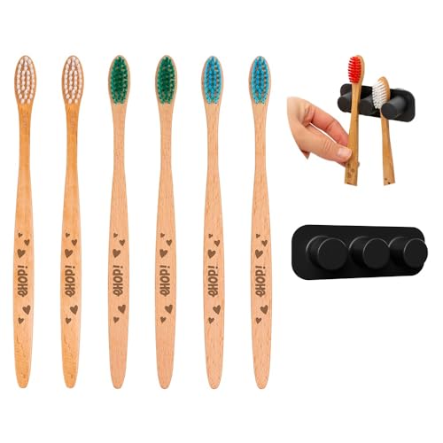 Cepillo de Dientes de Madera Francesa - Cepillos Ecológicos - Fabricado en Francia (Mezcla de colores, Flexible, adulto 6)
