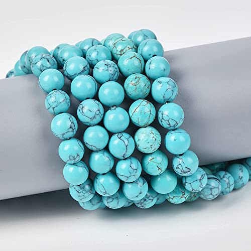 Image of 51pcs Natural Beads Round Gemstone Blue Turquoise Beads Loose Beads 8 MM || Natural Reiki Feng-Shui Healing Crystal Gem Stone Triple Protection Beads || Blue फिरोजा रत्न