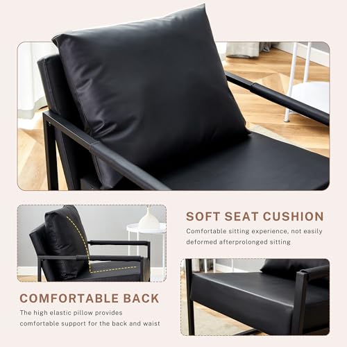 Sillón de PU cuero plegable Negro miniatura 4