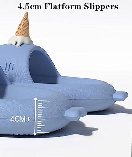 Jfxgjuv Ice Cream Shark Slippers, Shark Slides with 3D Funny Fins, Sharklas Slides Original, Shark Cloud Slides Sandals Home Spa Slippers for Women Men4